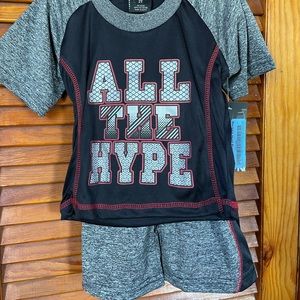 Boys 2T Athletic Shorts & Shirt Set Quad Seven “All The Hype” black & gray
